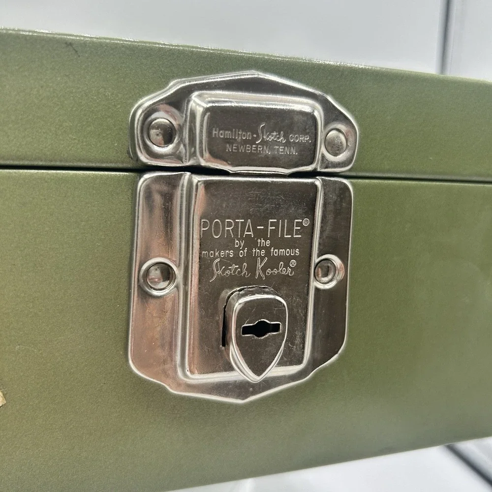 Vintage Vintage Hamilton Skotch Green Metal Storage Box - File Box - Cash Box